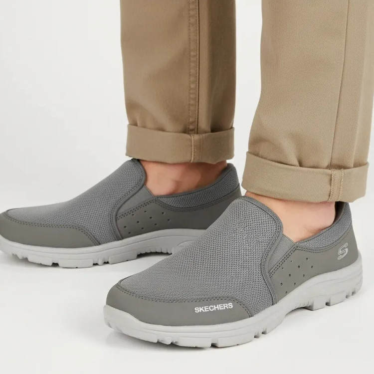 کفش پیاده روی و روزمره اسکچرز طوسی مدل نسیم تاب مناسب آقایان و بانوان
