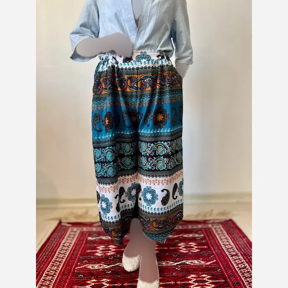 شلوار نخ طرح اندونزی خنک تابستانه فری سایز