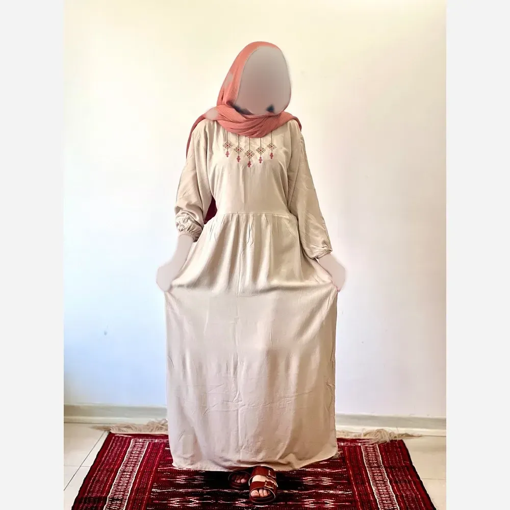 پیراهن ساحلی گلدوزی ماریا جنس نخ ململ فری سایز 38 تا 48