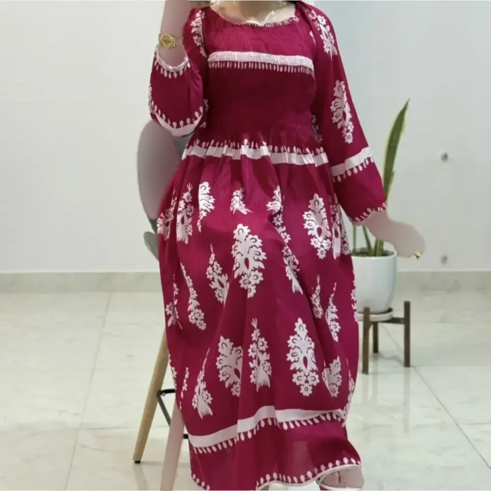 پیراهن زنانه کریشه هندی نخی فری سایز قد 137
