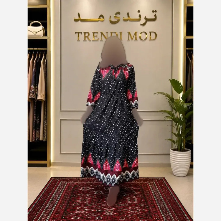 ساحلی نخی طرح دار توپ توپی فری سایز