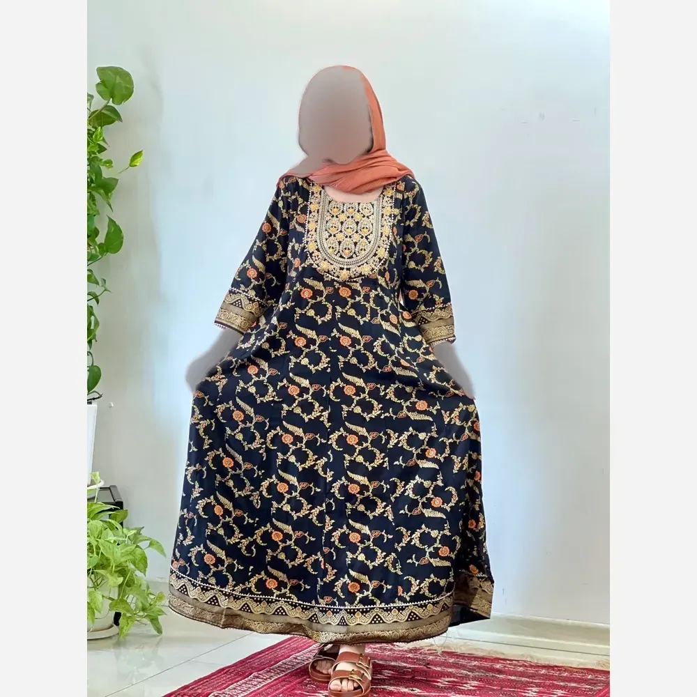 کرتی هندی زنانه جنس نخ هندی وارداتی سایز بزرگ قد 135