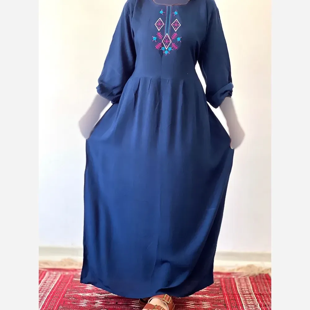 پیراهن ساحلی گلدوزی مایا جنس نخ ململ فری سایز