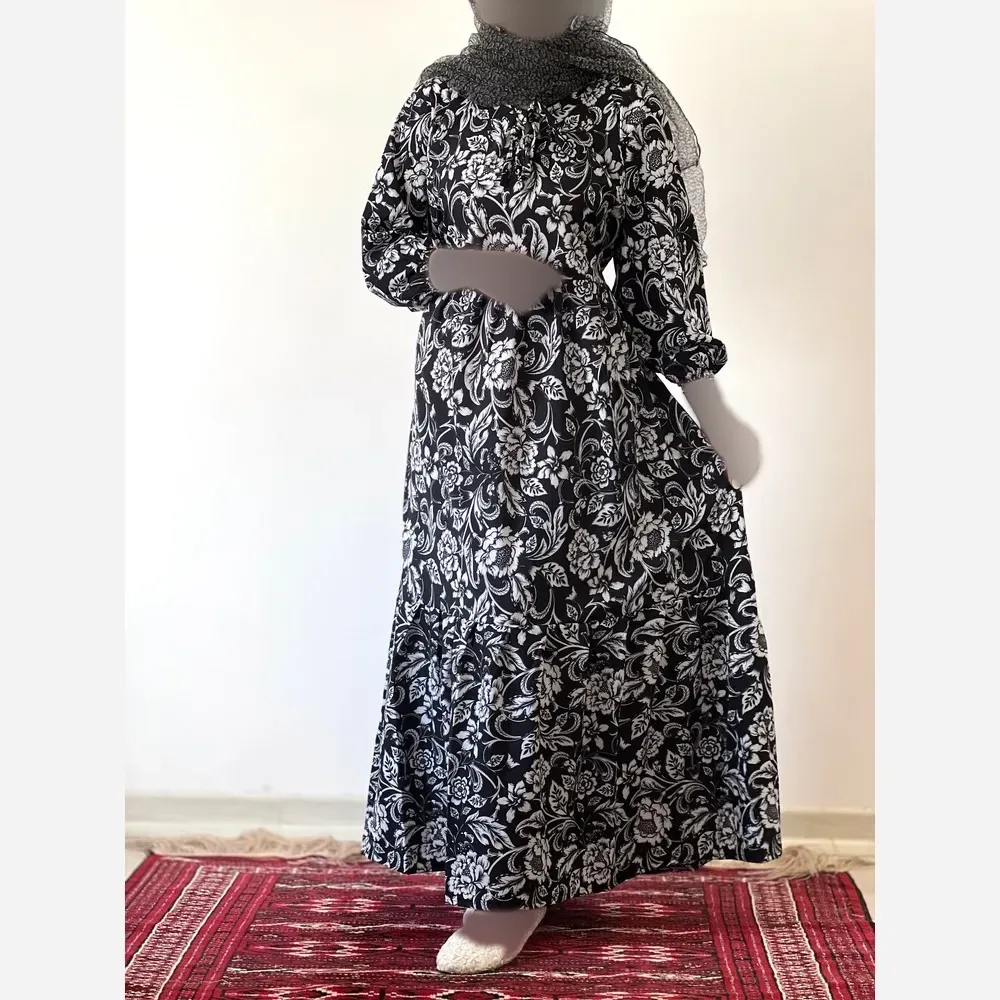 پیراهن ساحلی زنانه جنس فلور بوگاتی فری سایز قد 135