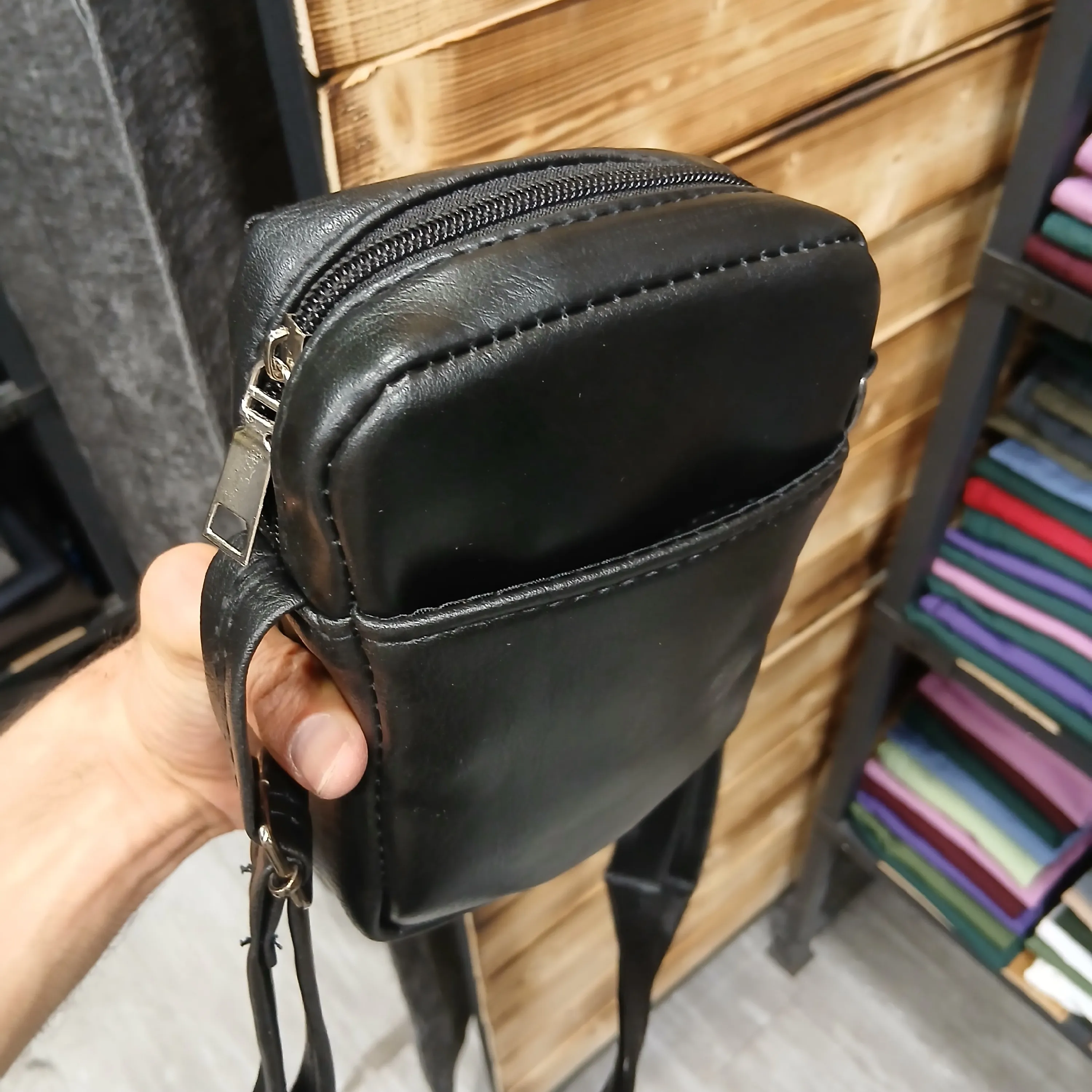 کیف دوشی کوچک مردانه چرمی چرم مصنوعی روزمره