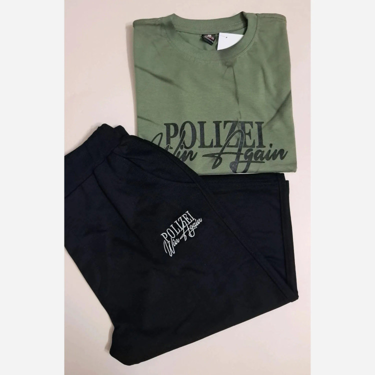 ست تیشرت و شلوارک پسرانه طرح polizei جنس پنبه لاکرا و دورس