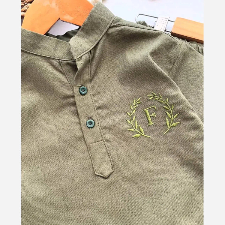 ست دو تکه بلوز و شلوارک لینن اسپرت دخترانه و پسرانه سایز 2 تا 8 سال