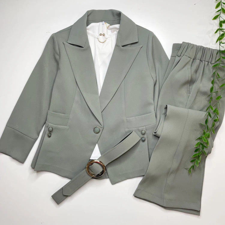 کت و شلوار 2 تکه دخترانه پارچه مازراتی سایز 10 تا 15 سال