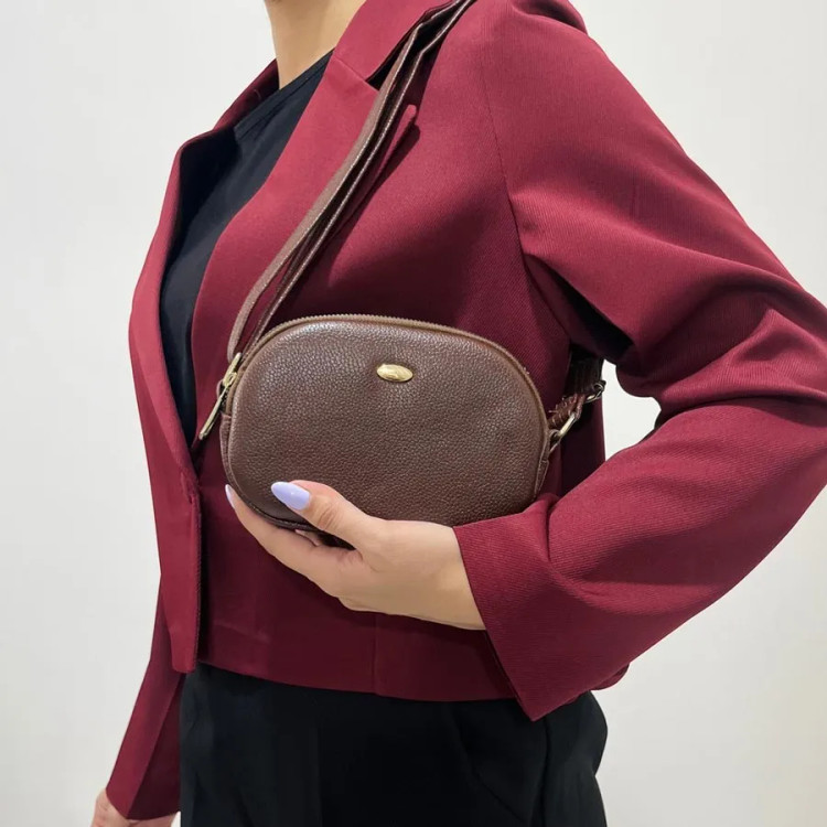 کیف دوشی دخترانه چرم شرانگ دو زیپ مینیمال کد 1382
