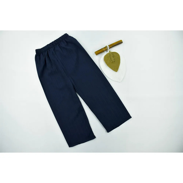 شلوار راحتی دخترانه نیم بگ 6 تا 11 سال با پارچه لنین اسپان و کمر کشی