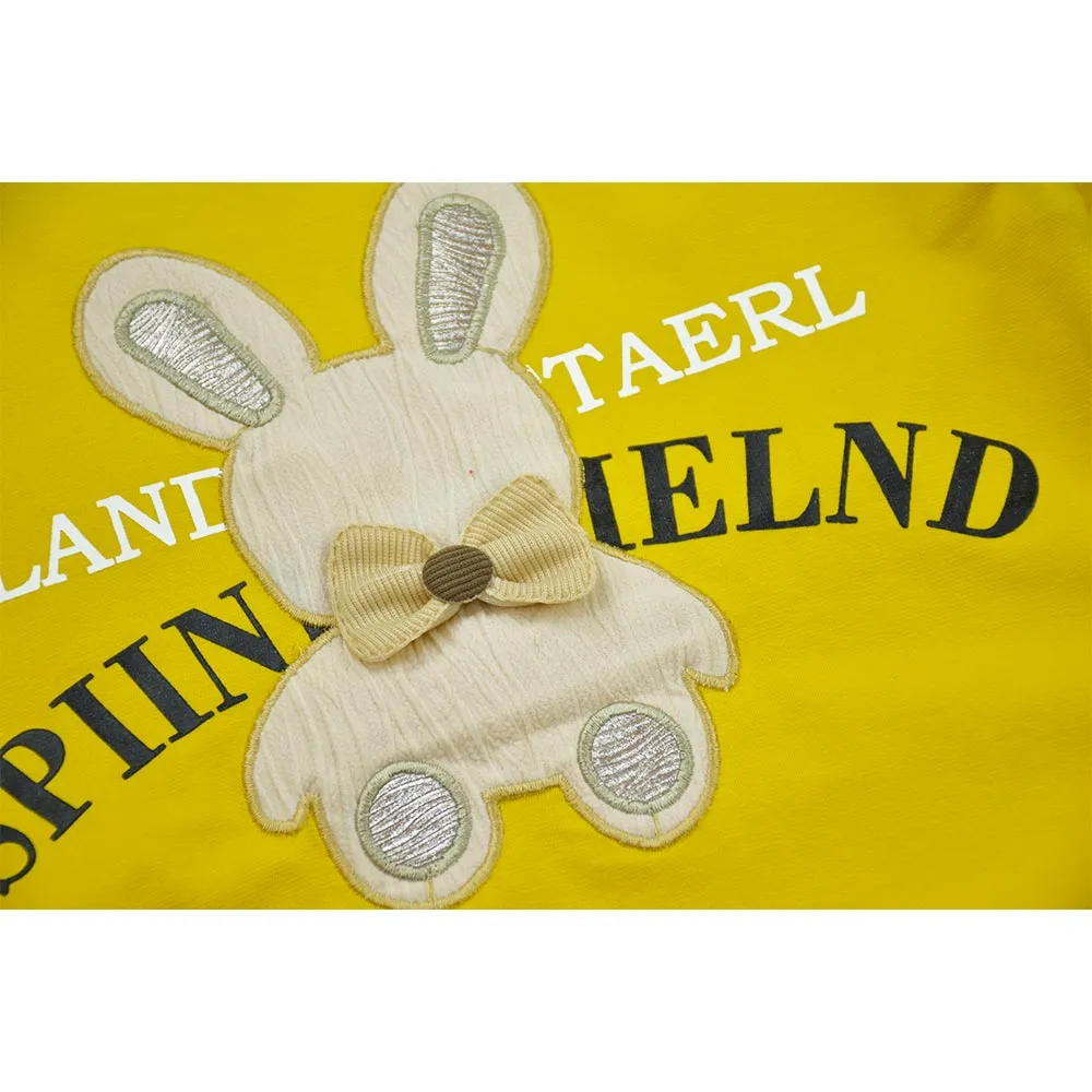 ست تیشرت و شلوارک دخترانه طرح خرگوش پاپیونی جنس پنبه سوپر