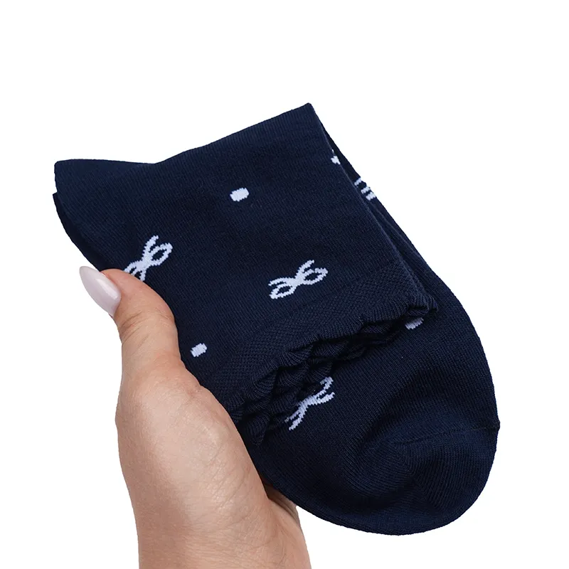 جوراب نیم ساق طرح پاپیون خالدار نخی فری سایز زنانه
