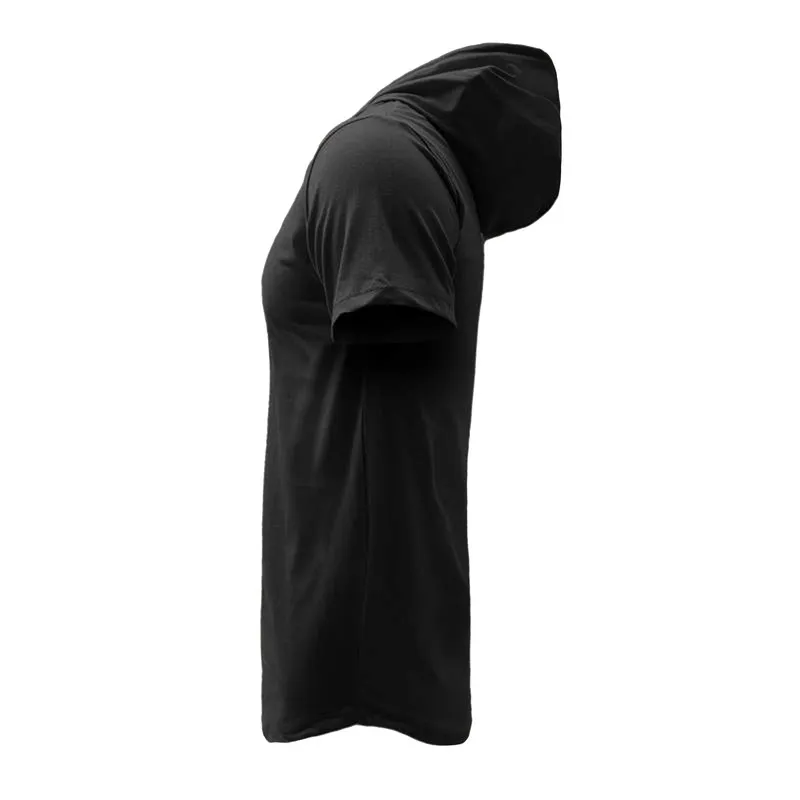 تی شرت کلاه دار مردانه آستین کوتاه مشکی نخی کد bl4409