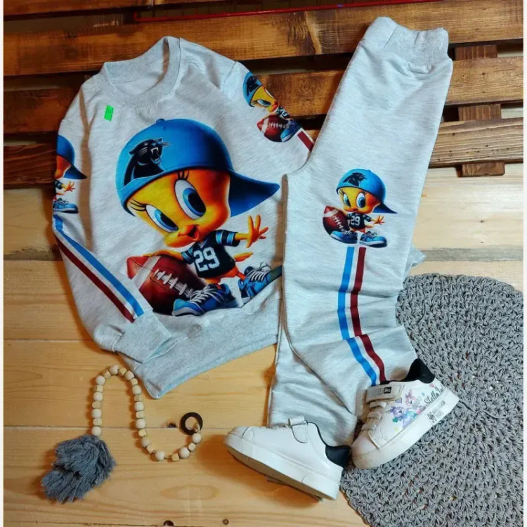 بلوز و شلوار بچگانه طرح تویتی جنس ملانژ سایز 40 و 45