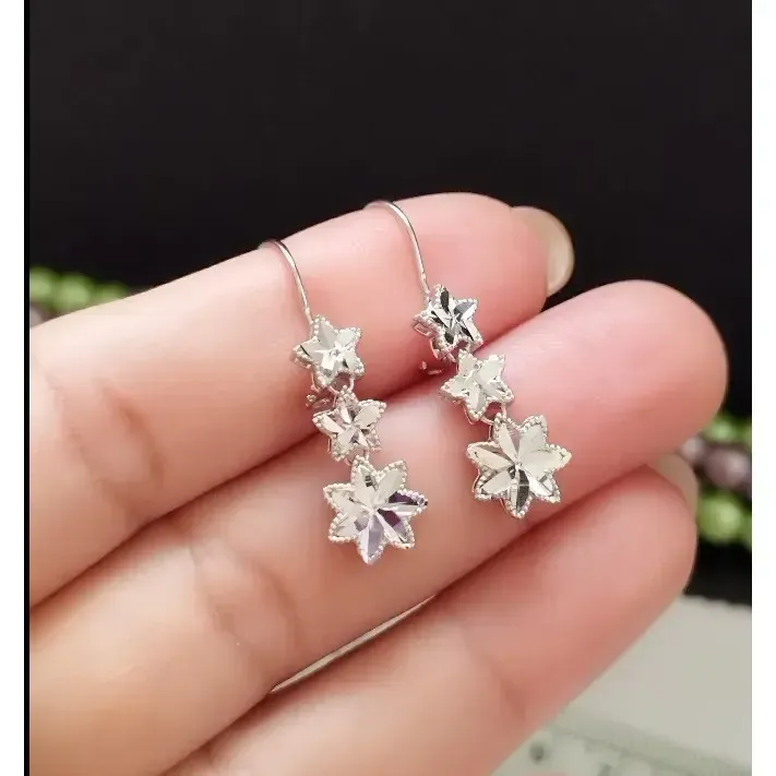 گوشواره نقره آویز طرح ستاره عیار 925 زنانه