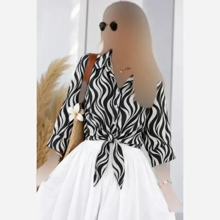 شومیز گره ای جنس الیزه درجه یک مناسب سایز 38 تا 50